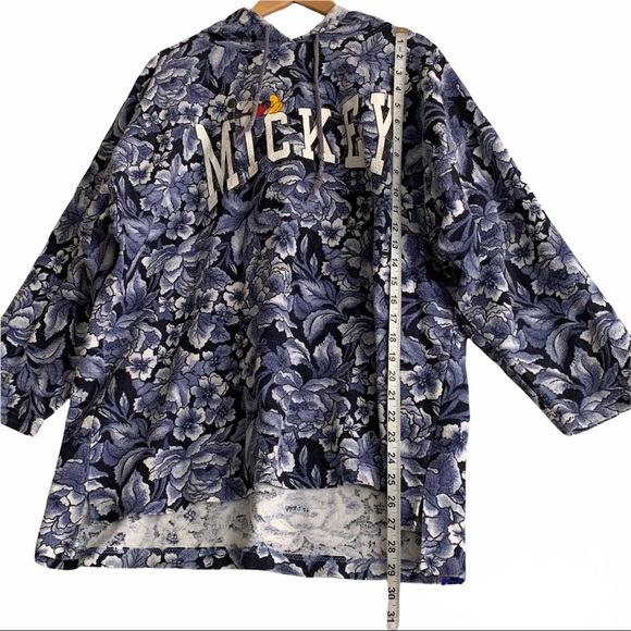 Vintage Mickey Mouse Hoodie Allover Floral Print Jerry Leigh USA Made Disney - Picture 2 of 10